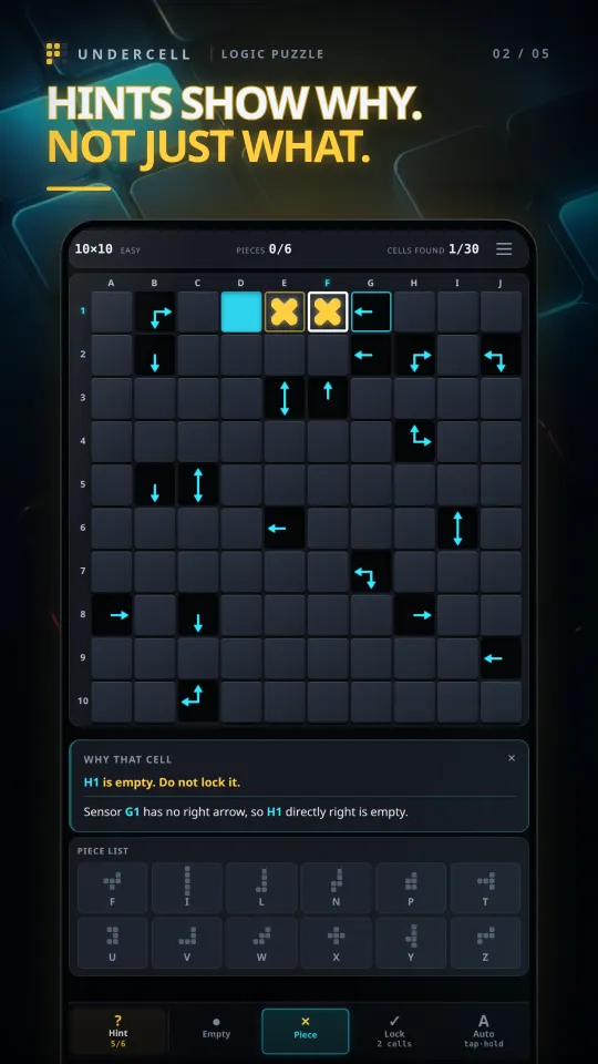 The hint panel explaining why one cell is forced.